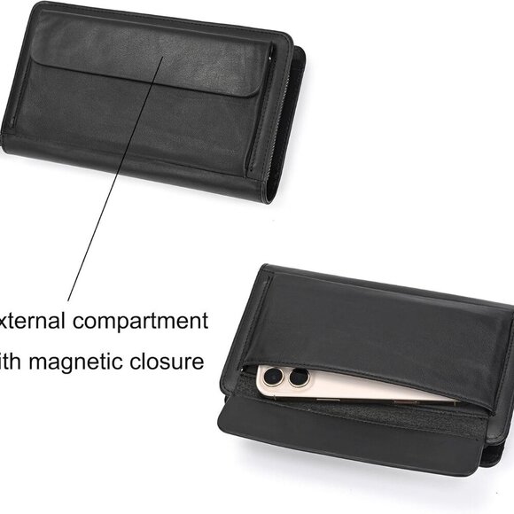 Premium Genuine Leather Wallet: Double Zipper Design with Ample Storage Capacity - Picture 6 of 8